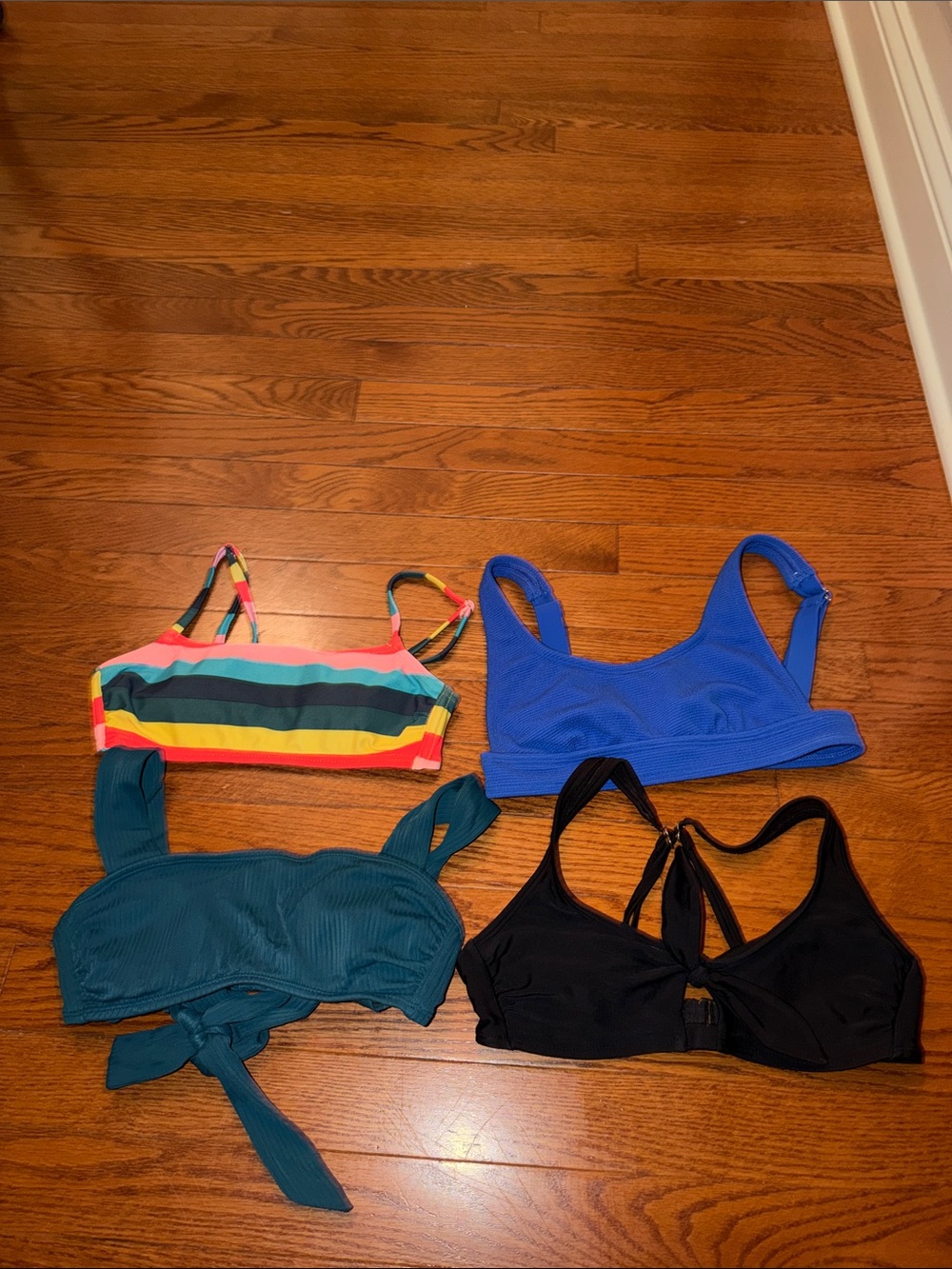 Xhilaration Multi-Color Stripe & Solid Bikini Top Set